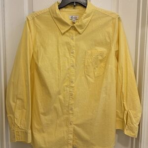 Denim & Company 2X 🌻 Yellow Linen Button Down Blouse Spring